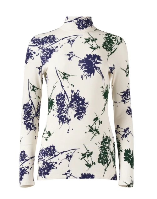 Ivory Print Turtleneck Top