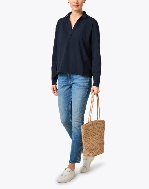 Patrick Navy Popover Henley Top