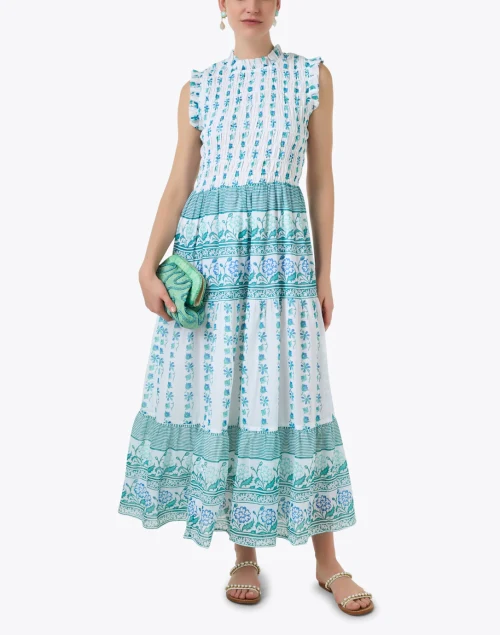 Boreggo Blue Floral Smocked Dress