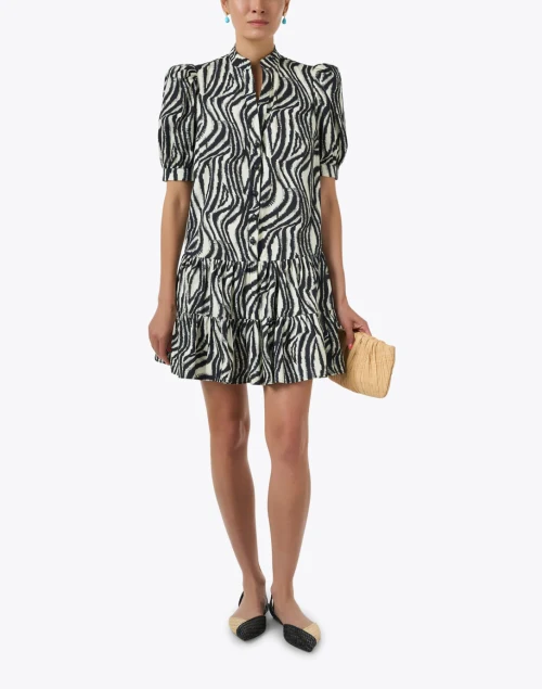 Vanessa Black and Ivory Print Cotton Dress