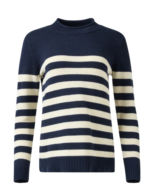 Navy and Ivory Striped Sweater
