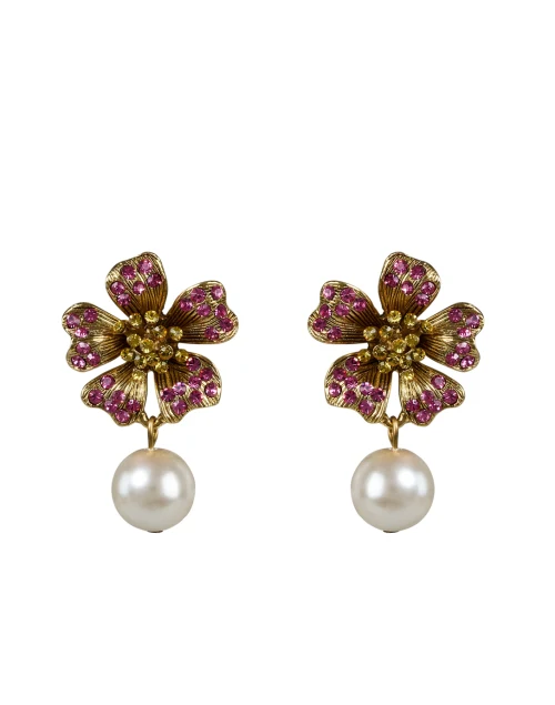 Flower Pearl Drop Earrings