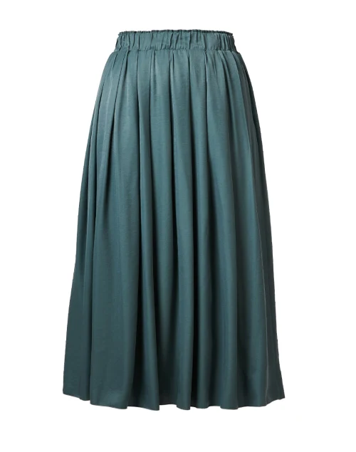 Green Pleated Midi Skirt