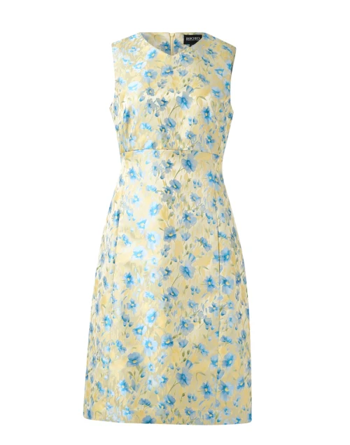 Yellow and Blue Floral Print Dress