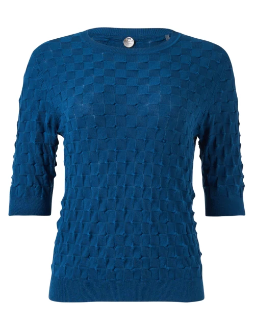Blue Textured Cotton Sweater