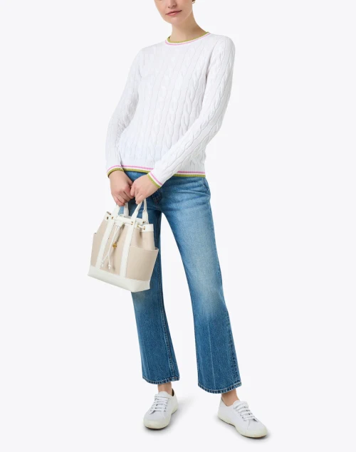 White Cotton Cable Knit Sweater