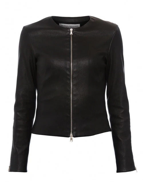 Black Stretch Leather Jacket