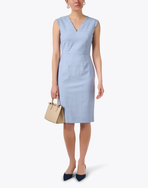 Docia Blue Plaid Wool Dress