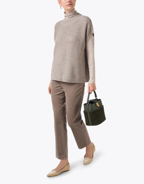 Taupe Wool Open Knit Sweater