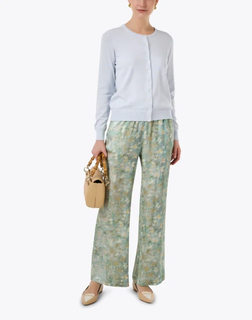 Green Print Wide Leg Pant