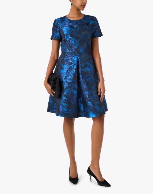 Blue Floral Jacquard Dress