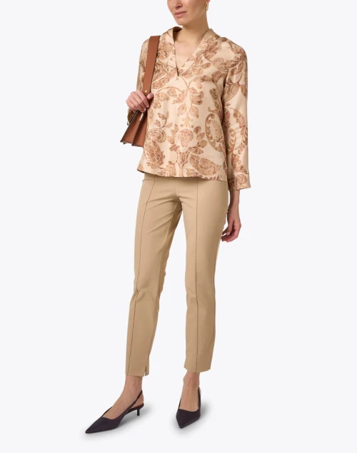 Ambroise Beige Paisley Silk Blouse