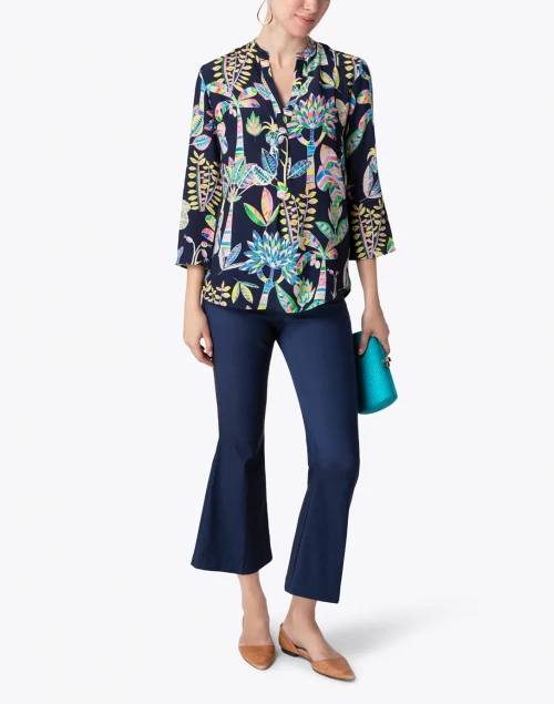 Indigo Stretch Pull On Flared Crop Pant