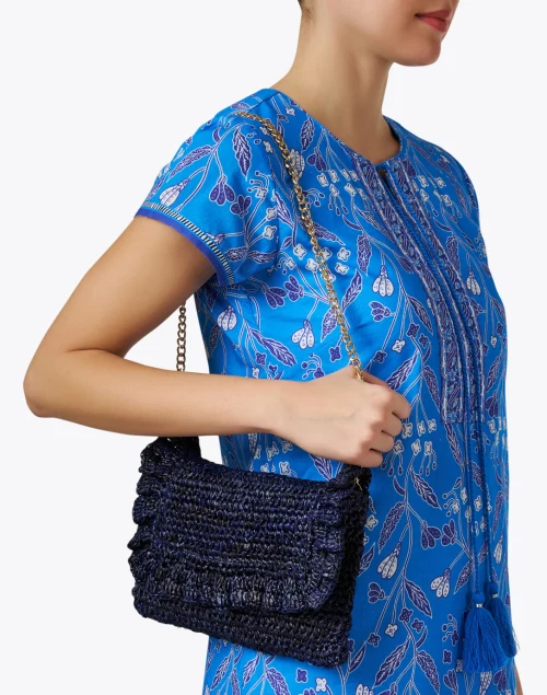 Riwana Navy Raffia Bag