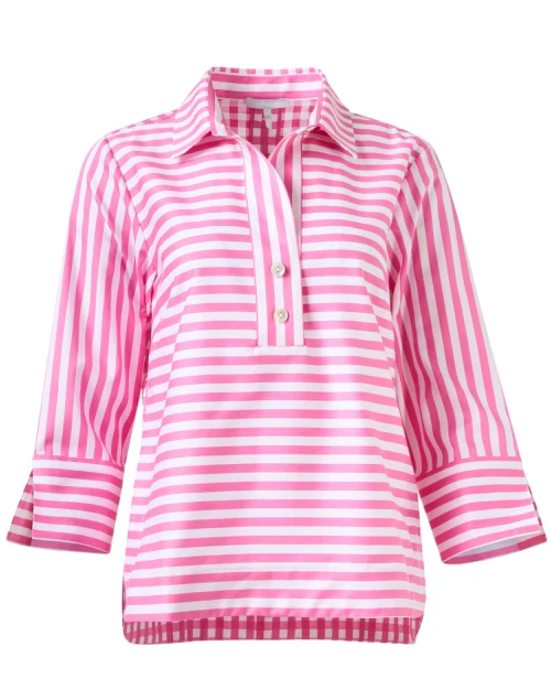 Aileen Pink Striped Cotton Top