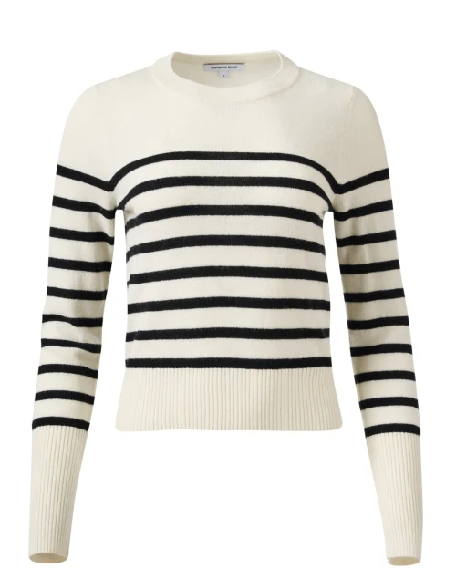 Caleb Ivory and Black Striped Cashmere Sweater