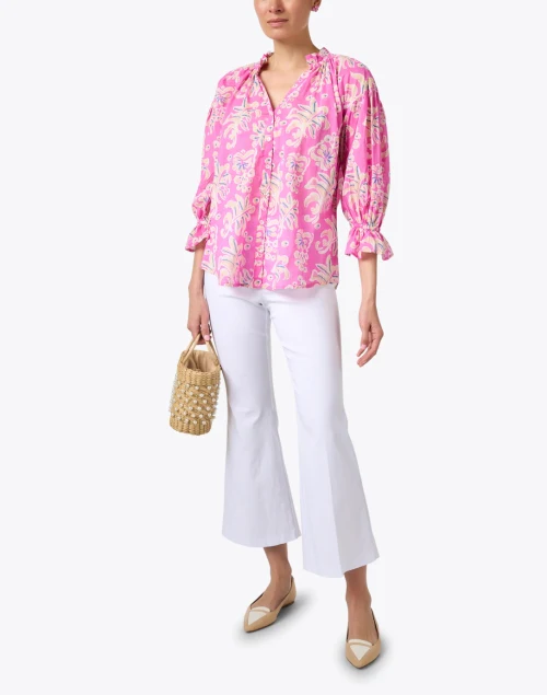 White Stretch Pull On Flared Crop Pant