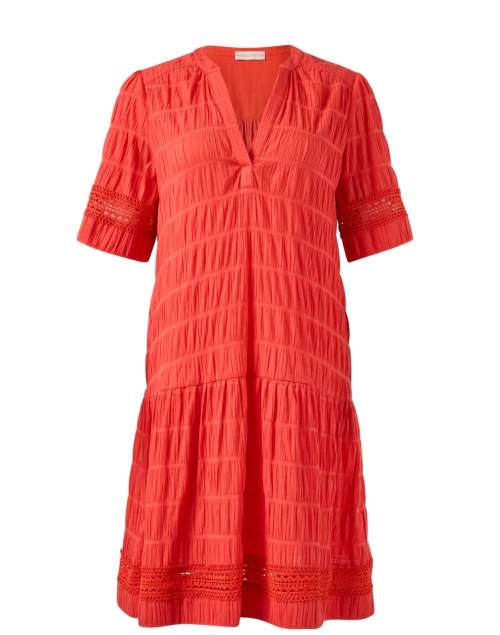 Red Pleated Cotton Dress