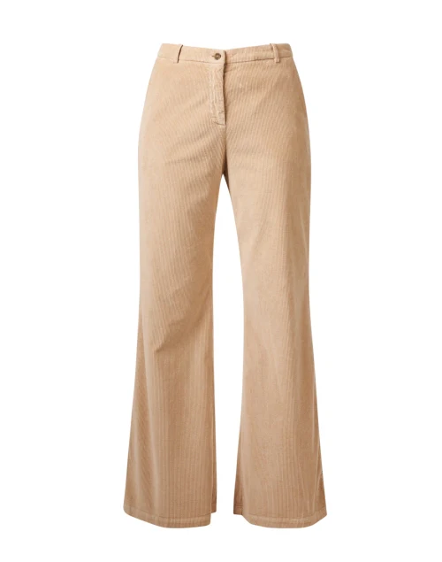 Beige Corduroy Wide Leg Pant