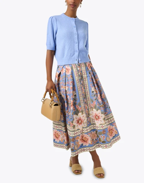 Blue Short Sleeve Cardigan