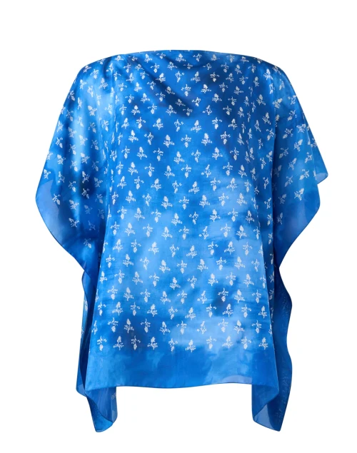 Blue Print Silk Poncho Top