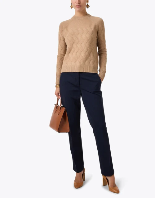 Camel Cashmere Cable Knit Sweater