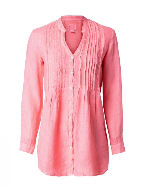 Hibiscus Pink Linen Pintucked Shirt