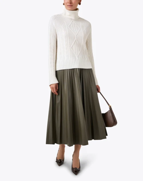 Laurie Olive Green Faux Leather Skirt