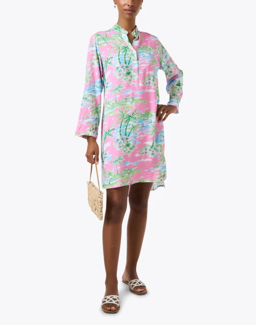 Day Tripper Pink Palm Print Dress