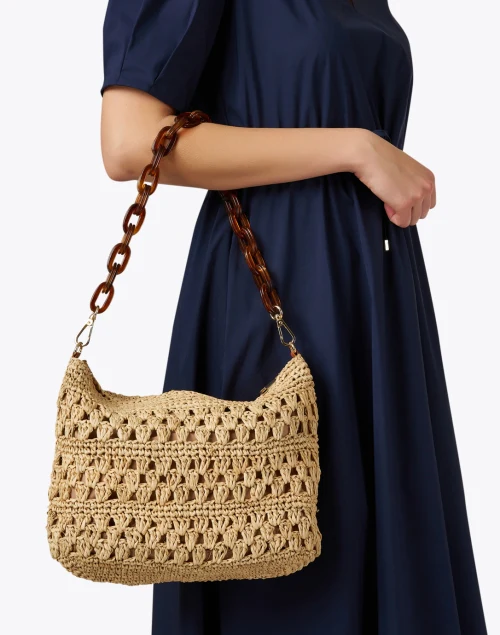 Luana Tan Raffia Shoulder Bag
