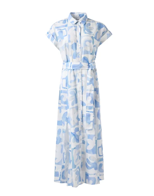 Chantal White and Blue Print Cotton Dress