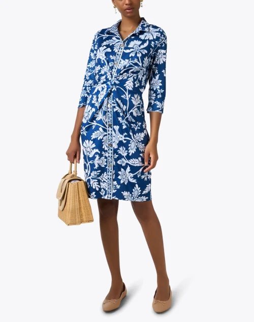 Navy Print Twist Dress