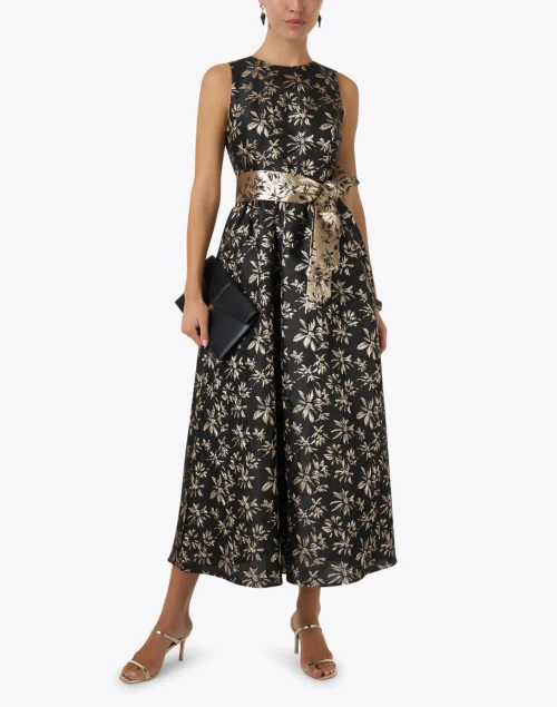 Serra Black and Gold Floral Dress
