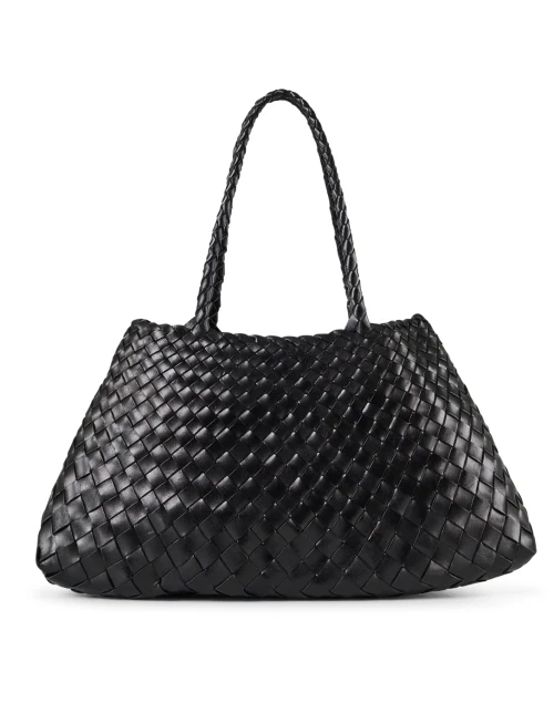 Santa Croce Black Woven Leather Shoulder Bag