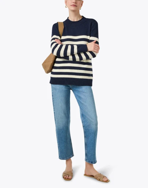 Navy and Ivory Striped Sweater