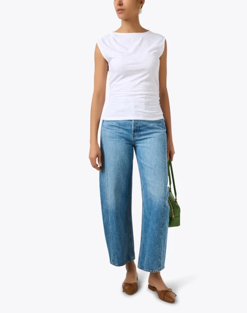 Bordy White Cotton Draped Top