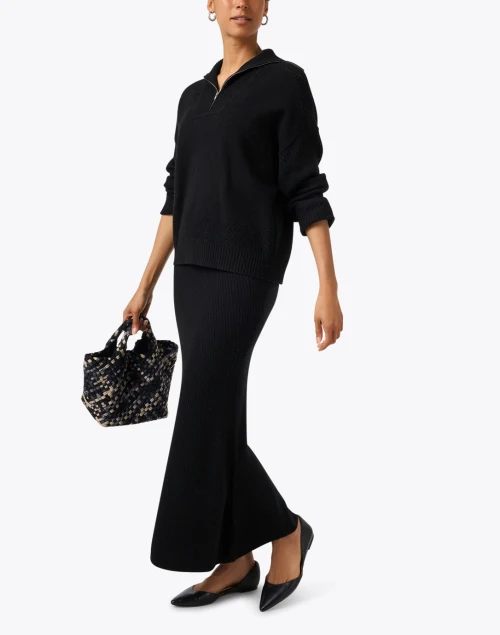Black Wool Cashmere Knit Skirt