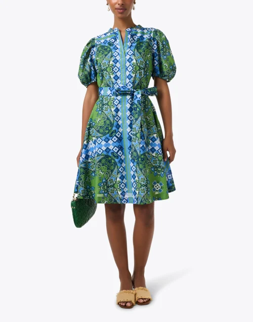 Paisley Blue and Green Print Dress