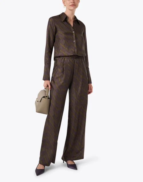 Multi Print Silk Wide Leg Pant
