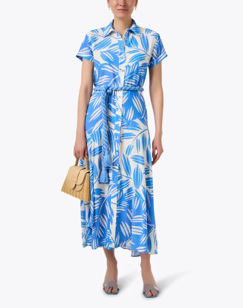 Jenny Blue and Beige Print Shirt Dress