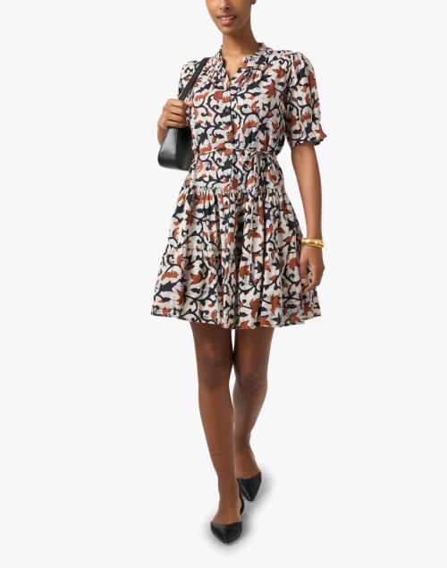 Las Alturas Navy and Orange Print Dress