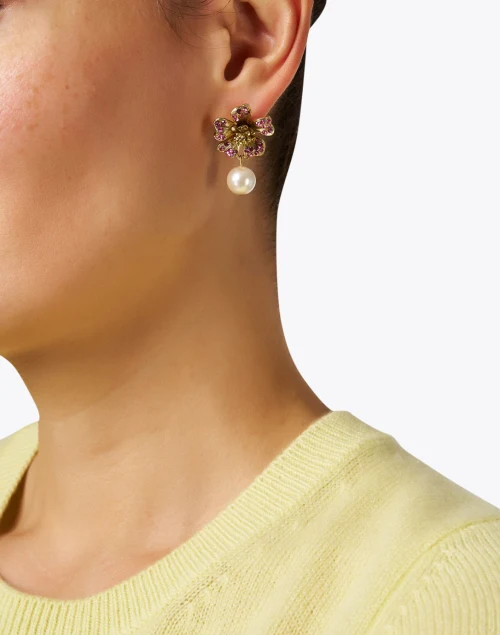 Flower Pearl Drop Earrings
