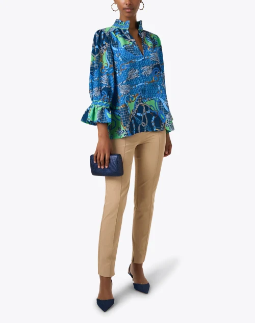 Blue Multi Print Tunic Top