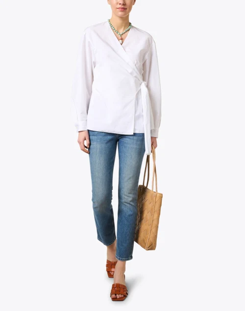 White Cotton Wrap Blouse