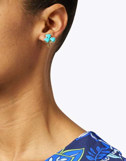 Turquoise Cluster Stud Clip Earrings