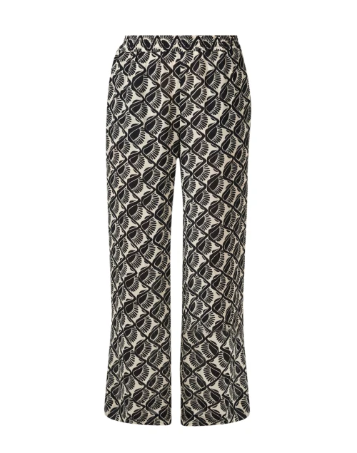 Black and Cream Print Wide Leg Pant