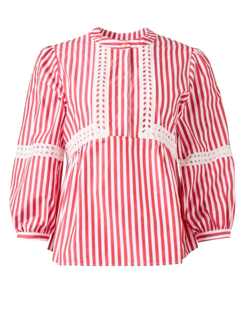 Jolie Red and White Striped Cotton Top