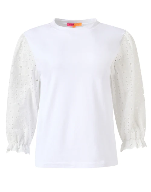 Paula White Eyelet Sleeve Top