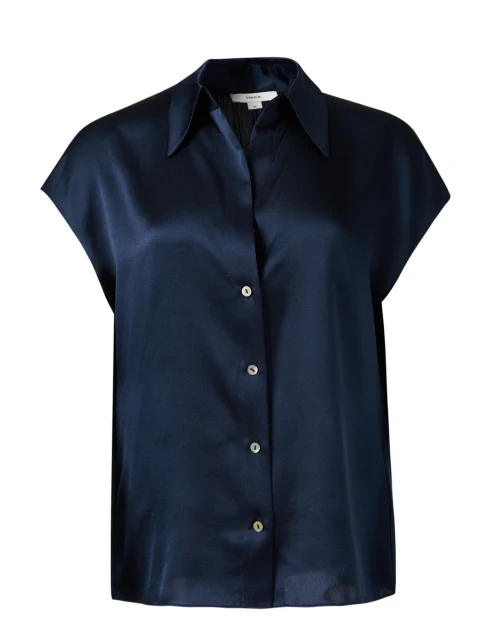 Navy Silk Blouse