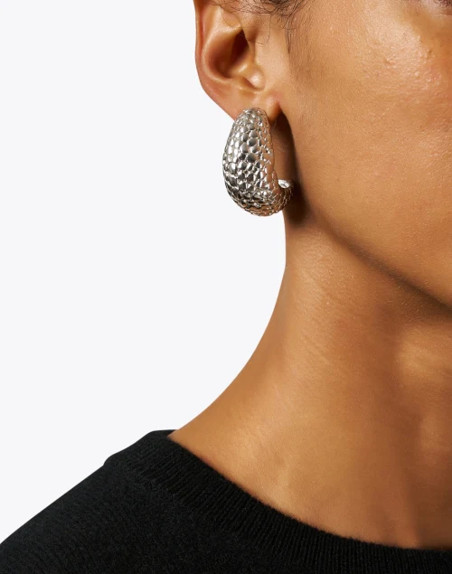Silver Pebbled Hoop Earrings